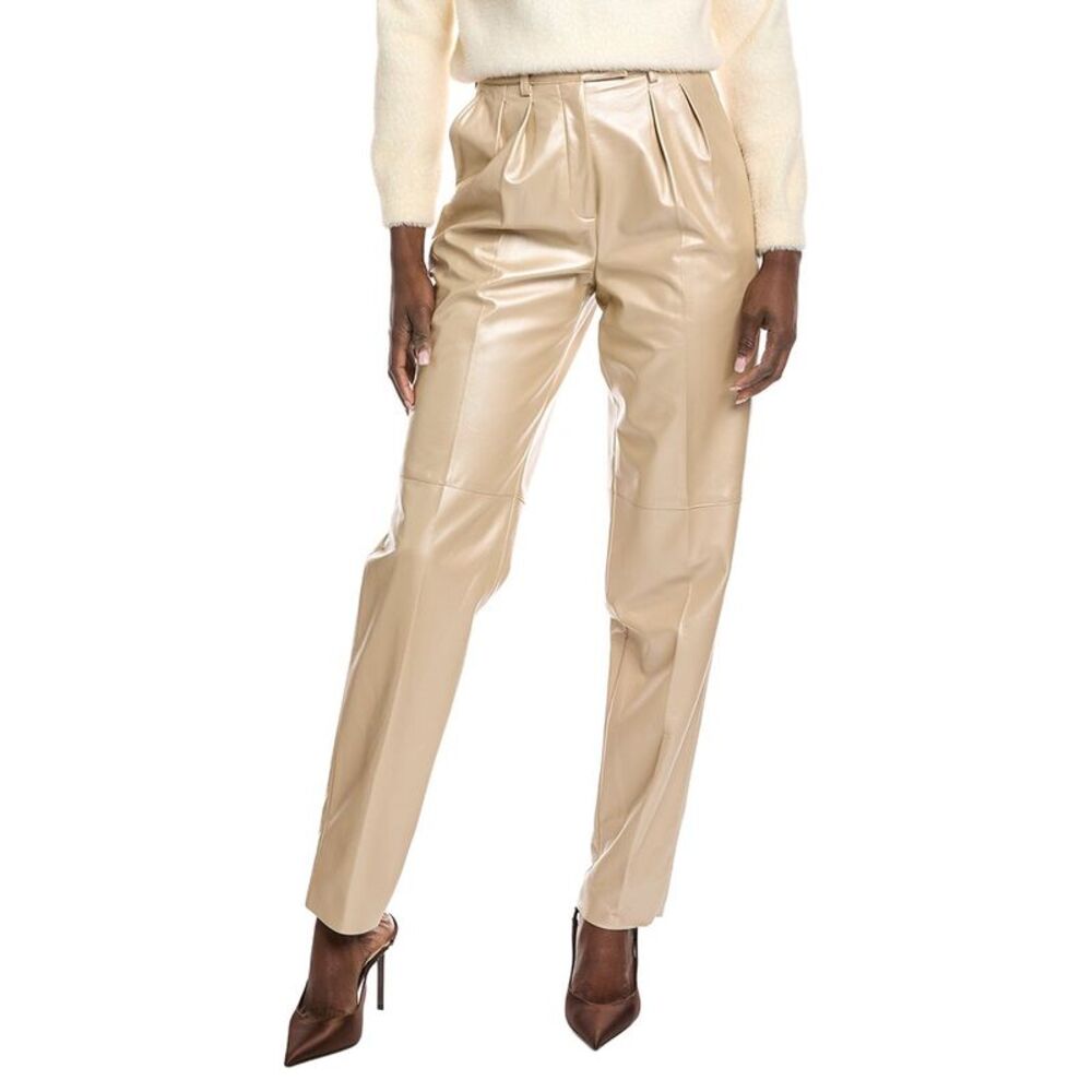 Akris Womens  Fidelia Leather Pant, Brown